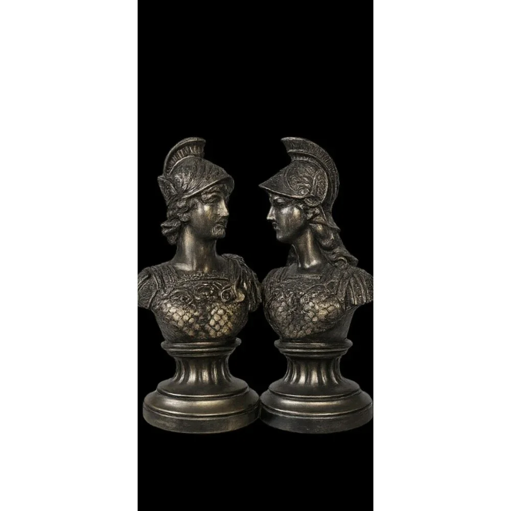 Pair Greek God and Goddess Busts of Ares and Athena (Roman Mars and Minerva) 15